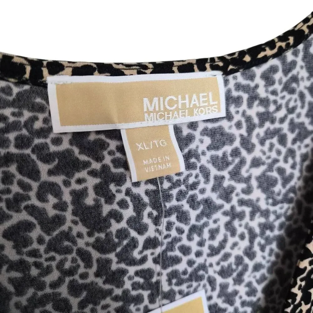 Michael Kors Animal Print Short Sleeves Wrap Mini dress Size XL